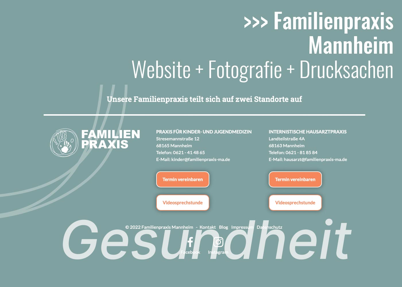 Familienpraxis Mannheim, Website - Fotografie - Drucksachen